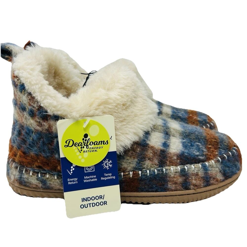 Dearfoams Alpine Moritz Indoor/Outdoor Plaid Fleece Bootie Slipper Size 11‎ NWT